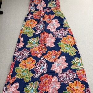 Michael Stars Maxi Dress Womens Size S Navy Multicolor Floral Spaghetti
